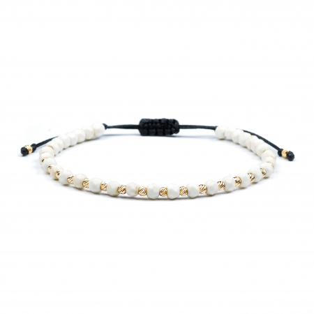 For Men - Faceted Howlite and 14K Gold Beads Bracelet