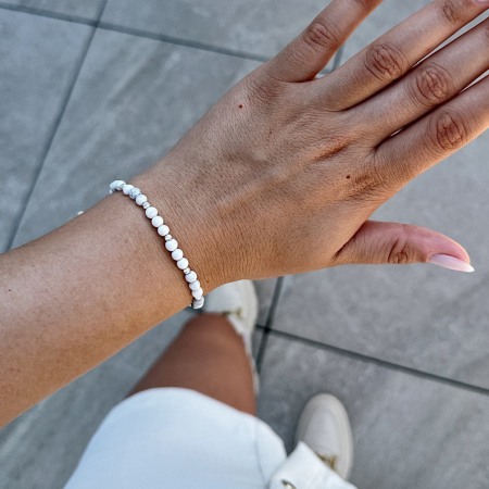 Entire Collection - Howlite and 925 Sterling Silver Beads Bracelet