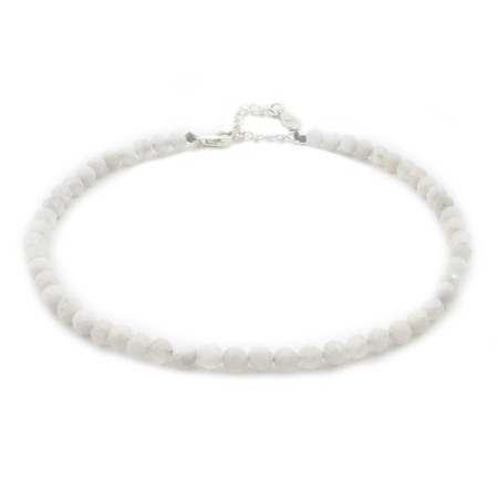 Entire Collection - Faceted Moonstone Anklet Bracelet in 925 Sterling Silver