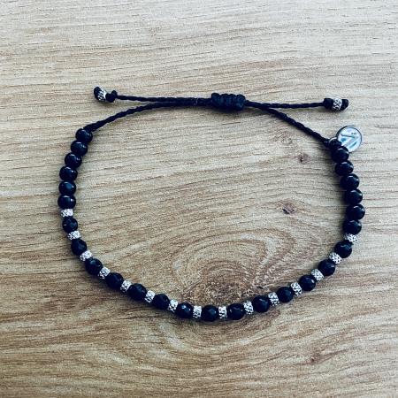 Faceted Onyx and Stainless Steel Beads Bracelet [2]