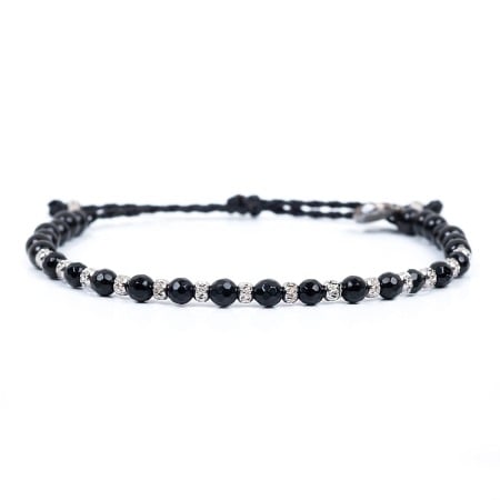 Colectia Black - Bratara din Snur Velar Onix Fatetate si Bile Striate