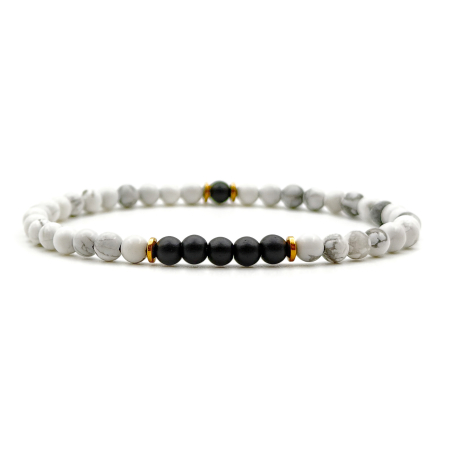 Bratara Velar pe Snur Elastic cu Onix Si Howlit [0]