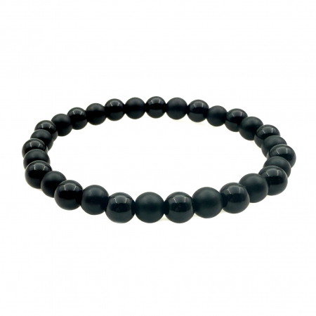 Entire Collection - Bratara Velar pe Snur Elastic cu Pietre Onix 6MM