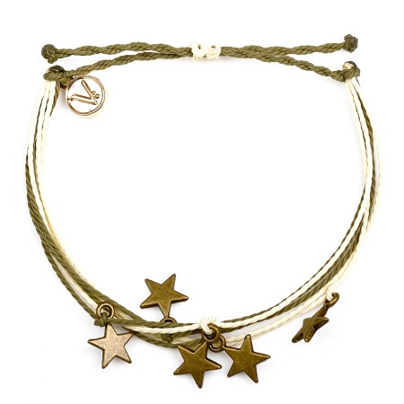Entire Collection - Bratara din Snur Velar Bronze Stars Vanilla and Sage Green