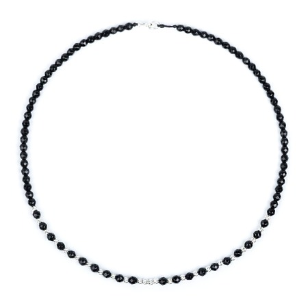 Entire Collection - Faceted Onyx and 925 Sterling Silver Beads Choker