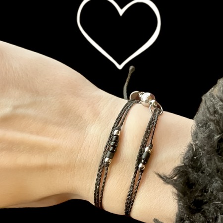 Colectia Charms (Cu accesorii) - Set Bratari din Snur Velar Cod Morse-Magnetic Couple Letter