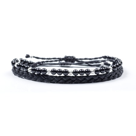 Entire Collection - Onyx and 925 Sterling Silver Beads Bracelet Set