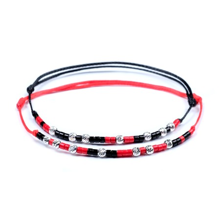For Women - 925 Sterling Silver Morse Code Bracelet Set - I LOVE YOU