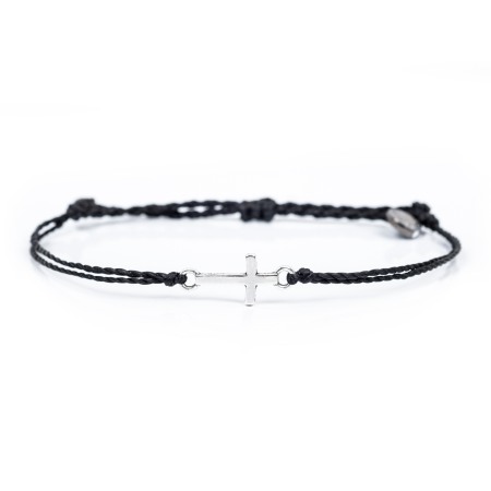 Colectia Black - Bratara din Snur Velar Silver Cross With Black