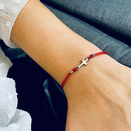 Bratari Ⓥ Originals - Silver Cross With Red