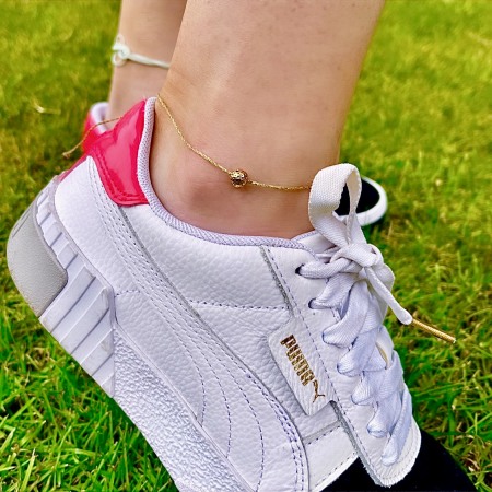 Colectia de Bratari Velar - Bratara din Snur Velar Simple Gold Lava Rock Anklet