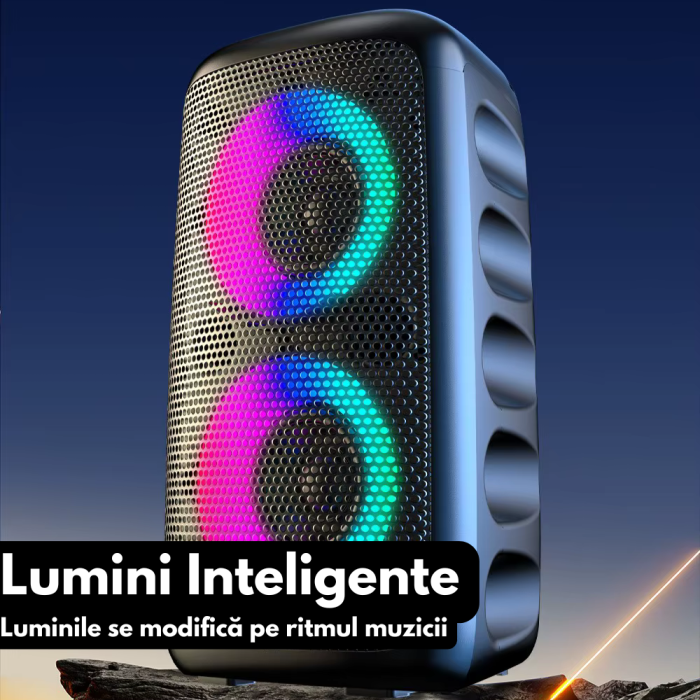 Boxa Portabila de Exterior VENTART, Impermeabila, cu 2 Microfoane Wireless, Bluetooth, Subwoofer, Petreceri, Karaoke, AUX ,USB [7]