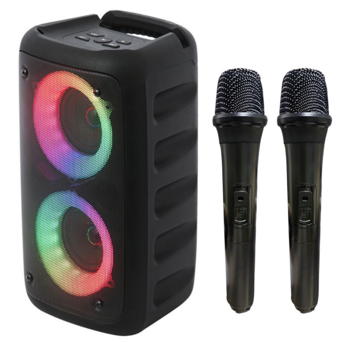 Boxa Portabila de Exterior VENTART, Impermeabila, cu 2 Microfoane Wireless, Bluetooth, Subwoofer, Petreceri, Karaoke, AUX ,USB [1]