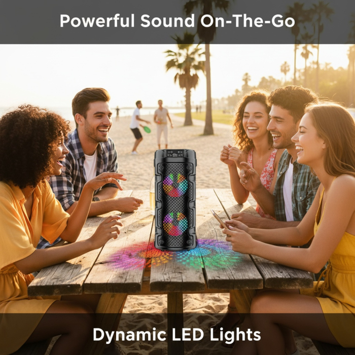 Boxa Portabila VENTART cu Bluetooth, Microfon, MP3 Player, LED RGB, Difuzor de 8 Inch – Sunet Premium pentru Petreceri si Karaoke [5]