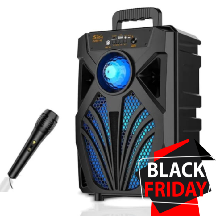 Boxa Portabila Wireless VENTART cu Subwoofer de 8 inch, Lumini LED Colorate si Microfon [1]