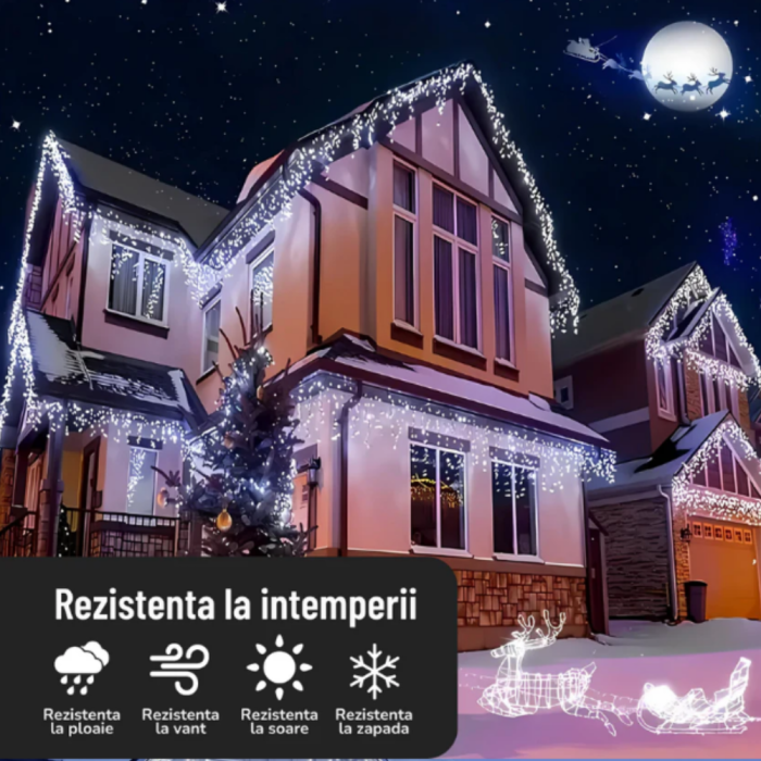 Instalatie de Craciun, Tip Turturi, 8 Jocuri de Lumini, 300 Led-uri, Interior sau Exterior 12Mx0.6M [5]