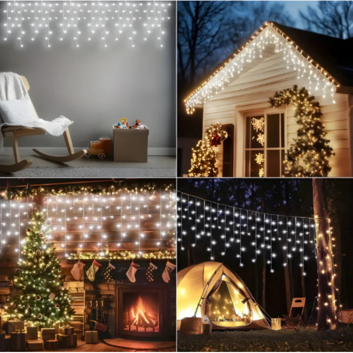 Instalatie de Craciun, Tip Turturi, 8 Jocuri de Lumini, 300 Led-uri, Interior sau Exterior 12Mx0.6M [7]