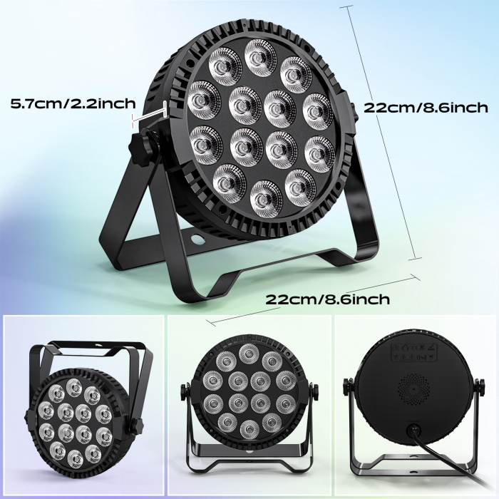 Lumini de scena Par Lights VENTART, 14PCS*10W, control prin Aplicatie Telefon, Proiector, Putere 100W, Bluetooth, Moduri Sincronizate cu Muzica, pentru Nunti, Petreceri, DJ, Negru [4]