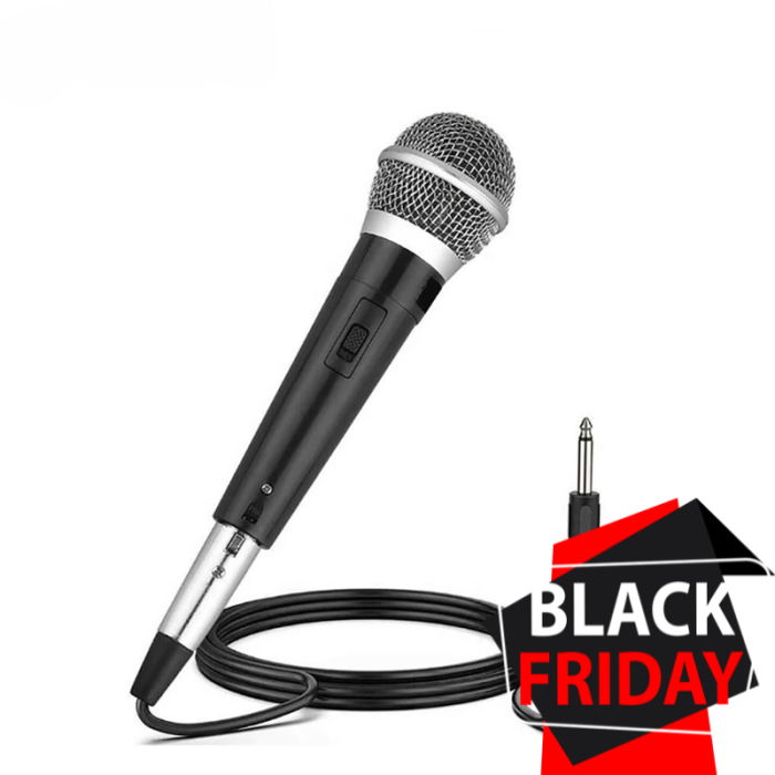 Microfon Profesional cu Fir VENTART, Cardioid, Dinamic, Karaoke, Live, Petreceri, Conferinte, Negru [1]