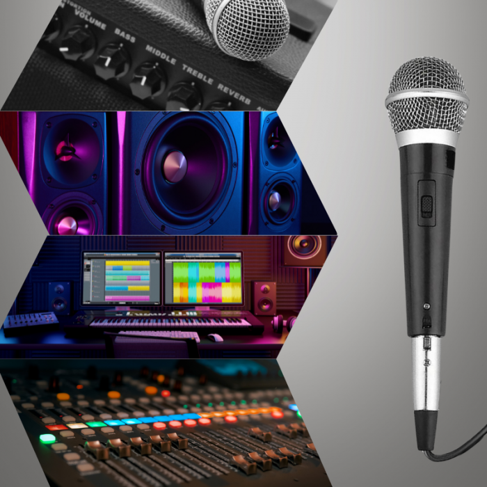 Microfon Profesional cu Fir VENTART, Cardioid, Dinamic, Karaoke, Live, Petreceri, Conferinte, Negru [5]