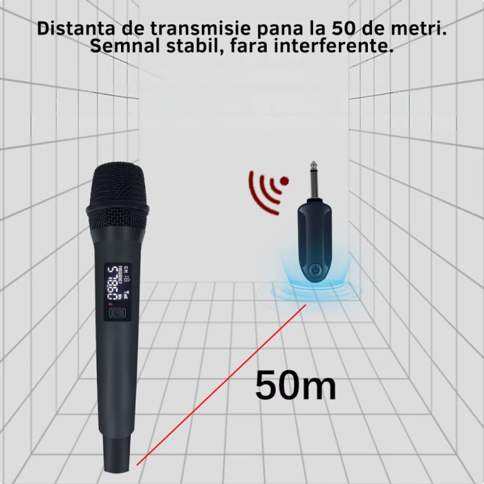 Microfon Profesional VENTART, Dinamic, Cardioid, Distanta Operare 30m, Conector Jack 6,35, Ideal pentru Karaoke/Cantat, Design Ergonomic, Negru [4]