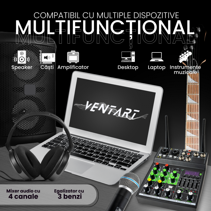 Mixer audio cu 2 microfoane wireless [3]