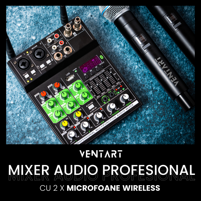 Mixer audio cu 2 microfoane wireless [2]