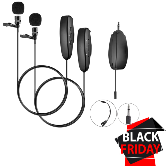 Set 2 Microfoane Lavaliera VENTART cu Receiver Wireless, Plug and Play, compatibil cu Telefon, Boxe, Computer, pentru Interviuri, Live-uri, Conferinte, Negre [1]