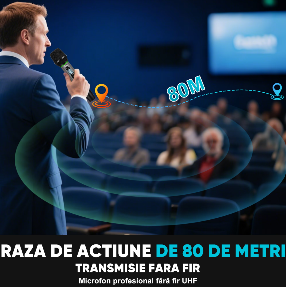 Set 2 microfoane profesionale, SDLOGAL, Cu Receiver Wireless, HD Afisaj Digital, Frecvente Reglabile, 50m, Cutie de depozitare, pentru karaoke, nunta, DJ, petrecere, Negru [5]