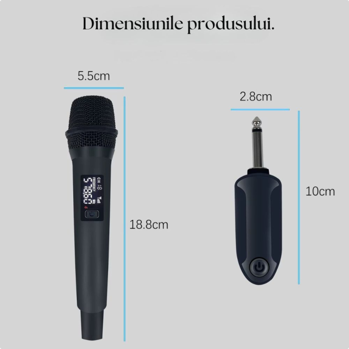 Set 2 microfoane Profesionale VENTART, Dinamic, Cardioid, Distanta Operare 30m, Conector Jack 6,35, Ideal pentru Karaoke,conferinte, Design Ergonomic, Negru [3]