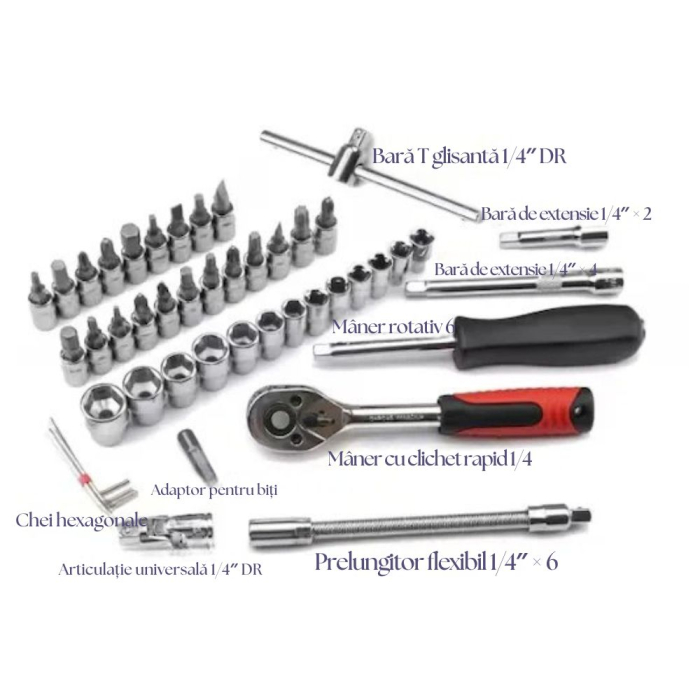 Set Complet de Scule Multifuncțional 48 Piese,Trusă robustă pentru reparații auto și bricolaj [3]