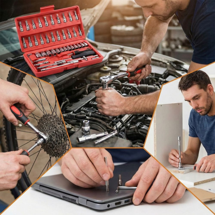 Set Complet de Scule Multifuncțional 48 Piese,Trusă robustă pentru reparații auto și bricolaj [2]