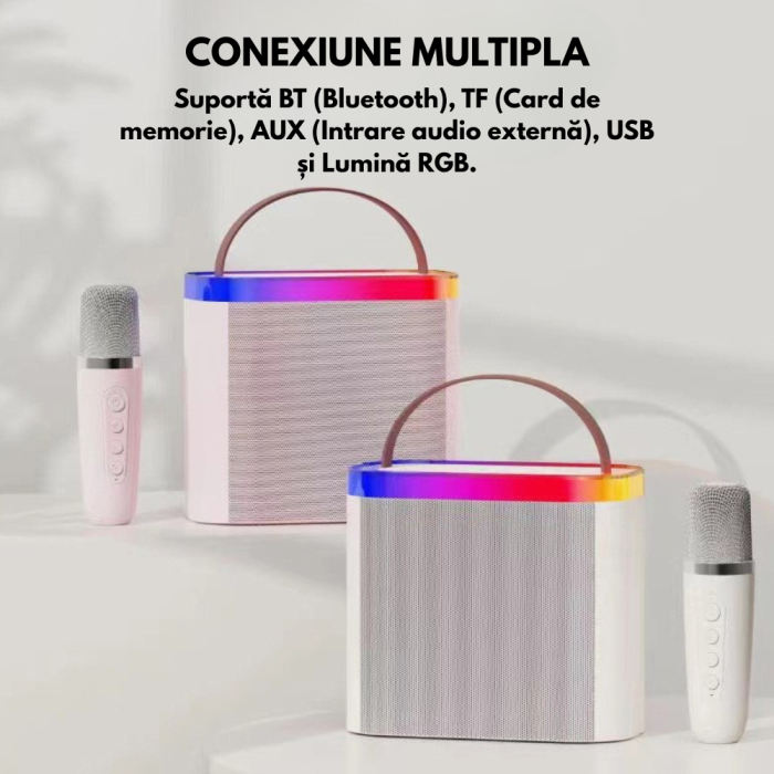 Set Karaoke VENTART pentru Copii, 2 Microfoane cu Boxă, LED-uri, Efecte Vocale, Bluetooth [2]