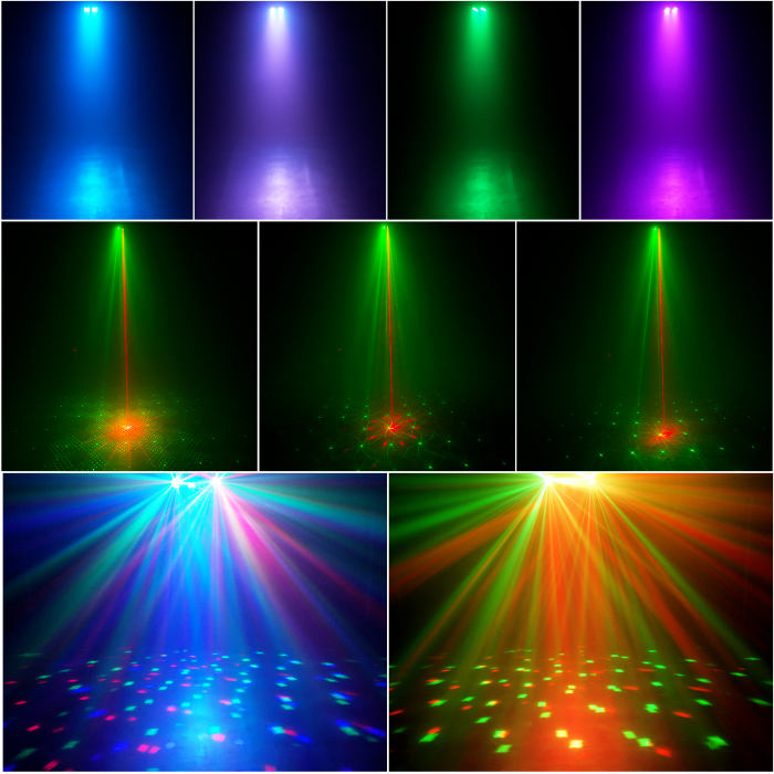 Sistem de Lumini Mobil VENTART pentru Scena, cu Laser, Stroboscop si 2 Globuri Disco, Control cu Telecomanda, 30W, LED, pentru DJ, Show-uri, Concerte, Petreceri, Negru [3]
