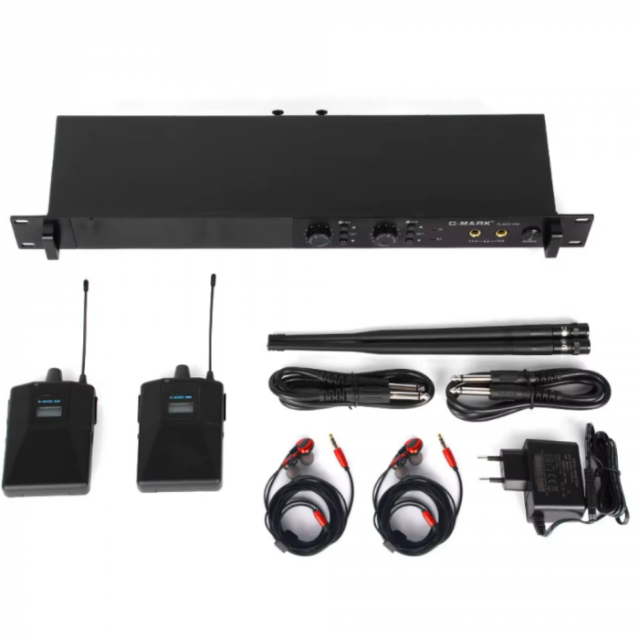 Sistem Wireless Monitorizare In-Ear VENTART – 2 Bodypack-uri, Casti Profesionale, 100 m Raza de Actiune, Monitorizare Audio pentru Scena, Muzicieni, Concerte, Fara Fir, Negru [2]