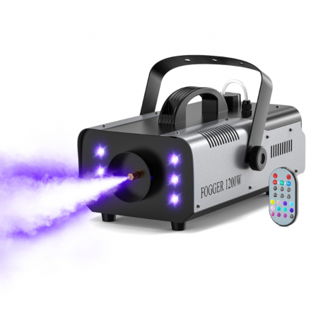 Masini de fum cu lumini - Masina de Fum Profesionala VENTART cu LED RGB, 1200W, Control prin Telecomanda, Rezervor 1L, Iluminare Multicolora