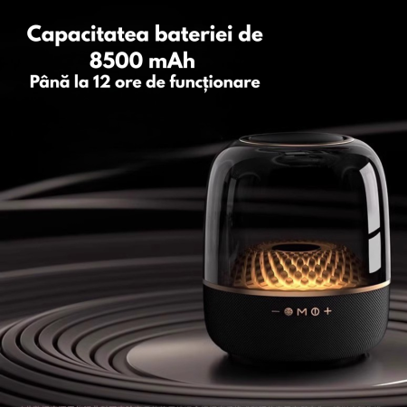 Boxa Portabila VENTART cu 2 Microfoane Wireless, Efect de Sticla, Bluetooth, pentru Karaoke/ Petreceri, cu Lumini, USB, AUX In, Neagra [2]