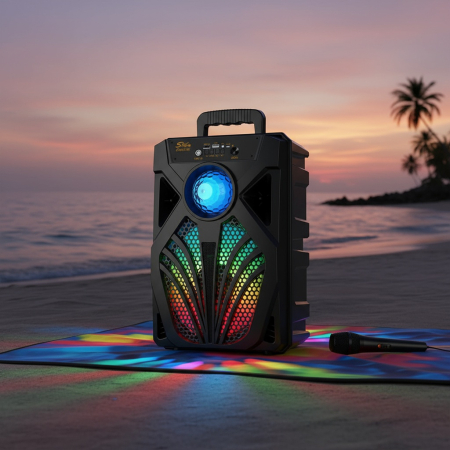 Boxa Portabila Wireless VENTART cu Subwoofer de 8 inch, Lumini LED Colorate si Microfon [2]