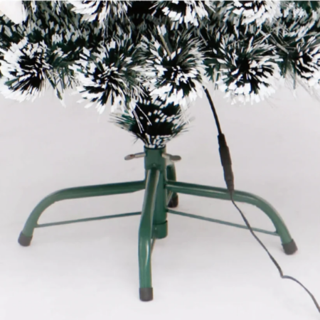 Brad Artificial 1.80m cu Fibră Optică & LED, Aspect Ninsoare, 8 Jocuri Lumină, Suport Inclus [6]