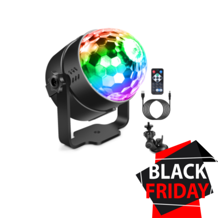 Lumini pentru scenă - Glob disco cu telecomanda VENTART, Activare Lumini prin Muzica,culori multiple, suport de prindere, Petreceri, Karaoke,