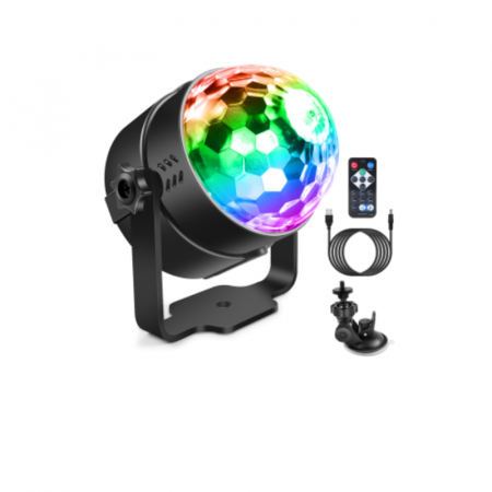Lumini pentru scenă - Glob disco cu telecomanda VENTART, Activare Lumini prin Muzica,culori multiple, suport de prindere, Petreceri, Karaoke,
