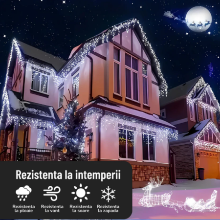 Instalatie de Craciun, Tip Turturi, 8 Jocuri de Lumini, 300 Led-uri, Interior sau Exterior 12Mx0.6M [4]