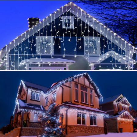 Instalatie de Craciun, Tip Turturi, 8 Jocuri de Lumini, 300 Led-uri, Interior sau Exterior 12Mx0.6M [2]