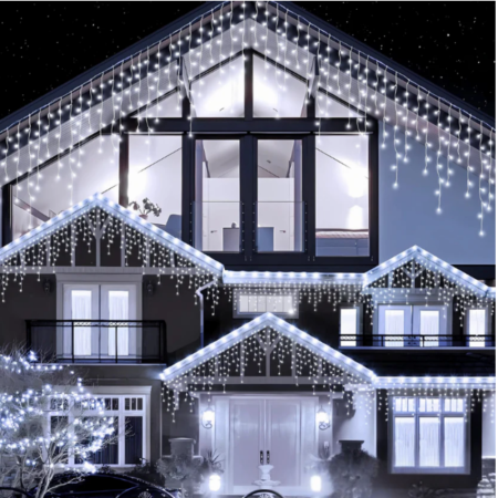 CRĂCIUN - Instalatie de Craciun, Tip Turturi, 8 Jocuri de Lumini, 300 Led-uri, Interior sau Exterior 12Mx0.6M