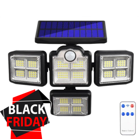 HOME - Lampa Solara de Exterior VENTART 100W, cu 333 LED, Senzor Miscare, Brate Reglabile și Telecomanda
