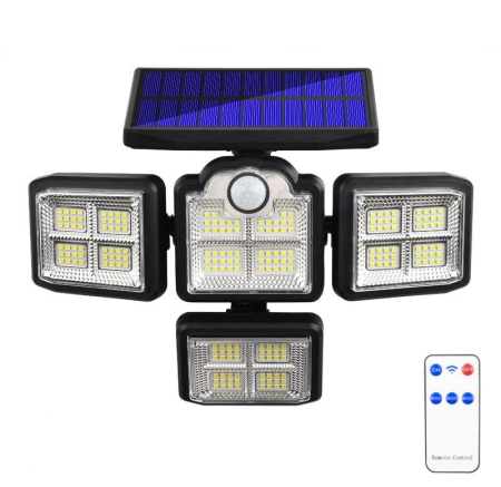 HOME - Lampa Solara de Exterior VENTART 100W, cu 333 LED, Senzor Miscare, Brate Reglabile și Telecomanda