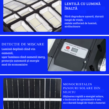 Lampa Solara LED, VENTART, 1000W, Corp iluminat, Incarcare solara, Panou fotovoltaic, IP66, Suport, Telecomanda [2]
