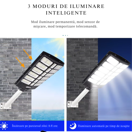 Lampa Solara LED, VENTART, 1000W, Corp iluminat, Incarcare solara, Panou fotovoltaic, IP66, Suport, Telecomanda [1]