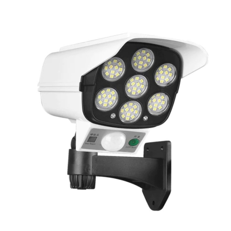 HOME - Lampa tip camera falsa cu panou solar si senzor de miscare, 77 x LED, telecomanda, 3 moduri de iluminare