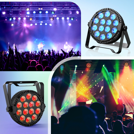Lumini de scena Par Lights VENTART, 14PCS*10W, control prin Aplicatie Telefon, Proiector, Putere 100W, Bluetooth, Moduri Sincronizate cu Muzica, pentru Nunti, Petreceri, DJ, Negru [2]